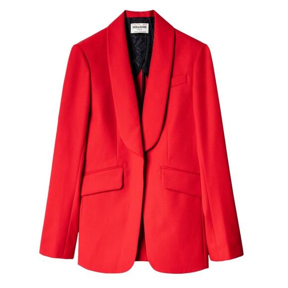ZADIG & VOLTAIRE Date Gabardine Blazer in Poppy Red Size FR34